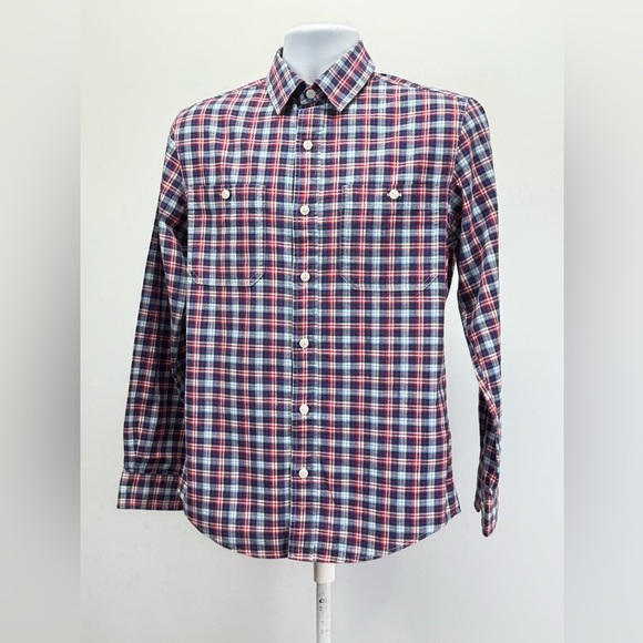 L.L. BEAN Men's red and blue plaid button down shirt size S - Picture 7 of 12